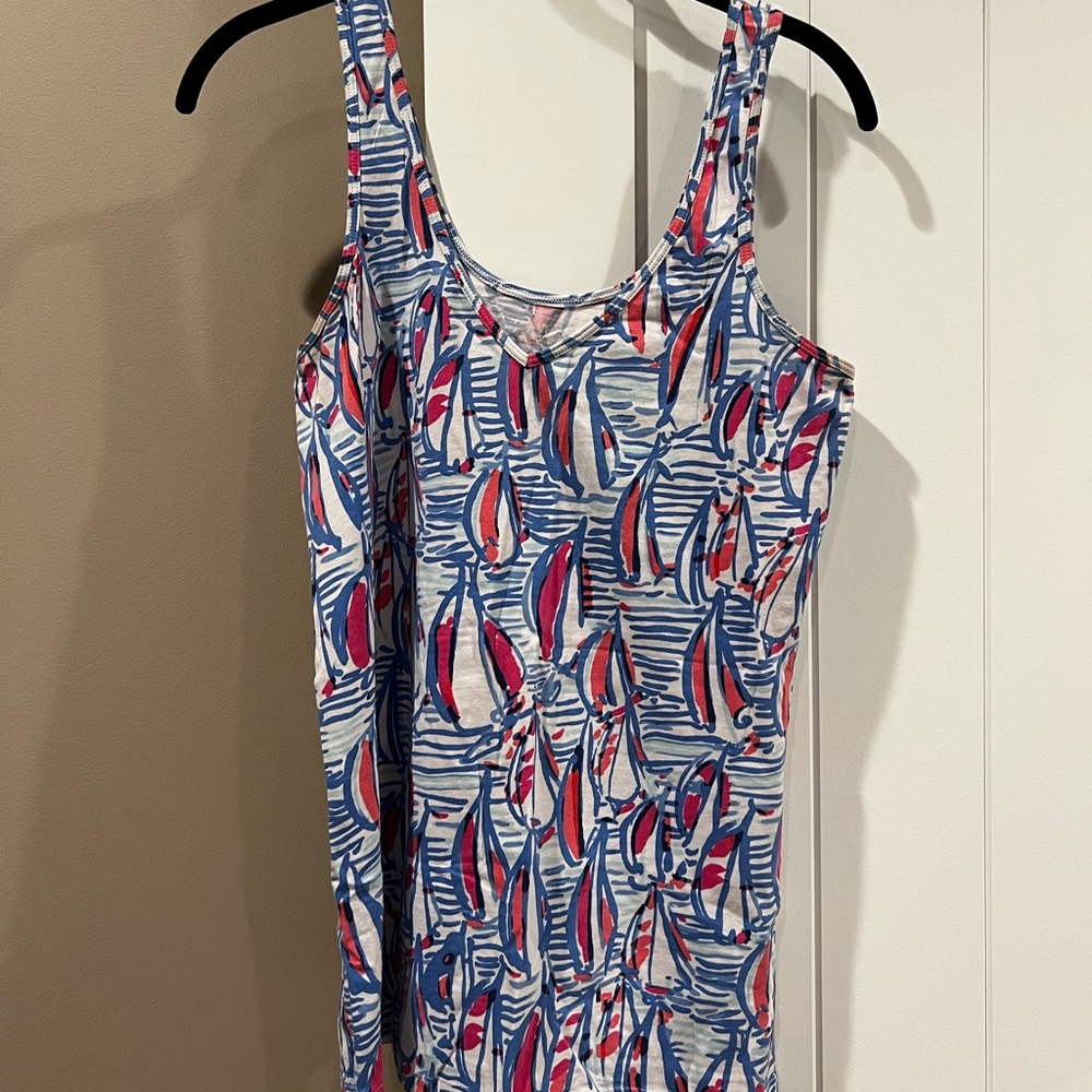 GUC Lilly Pulitzer Red Right Return VNeck Tank Top Sz L